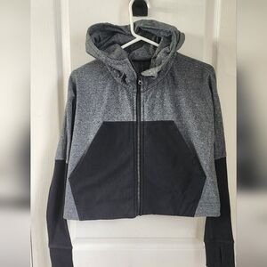 lululemon athletica Heather Gray and Black Zip Front Hoodie
